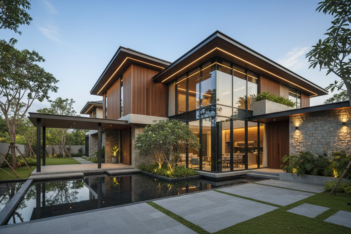 Completed contemporary home